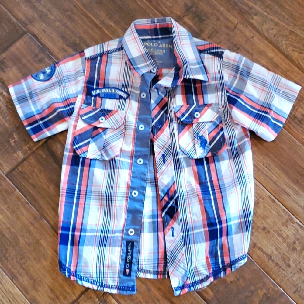 U.S. Polo Association Size 3T Boys Button-up, Short Sleeve